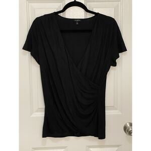 Talbots Women’s Black Short Sleeve V-neck Shirt Top Blouse Size Medium